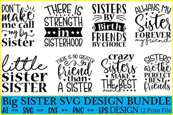 Big Sister SVG Design Bundle for Crafts and Graphics