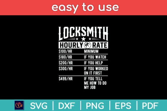 Locksmith Hourly Rate Funny Svg for Crafts and Graphics