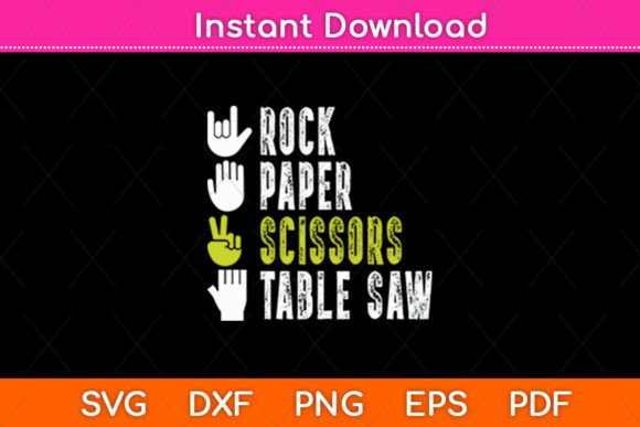 Rock Paper Scissors Table Saw SVG for Crafts and Graphics