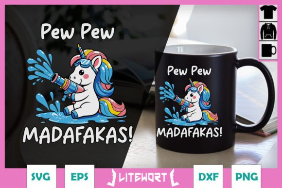 Unicorn Pew Pew Madafakas Funny SVG Graphics for Crafts